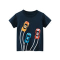 Playera de manga corta para niños con estampado de autos de carreras