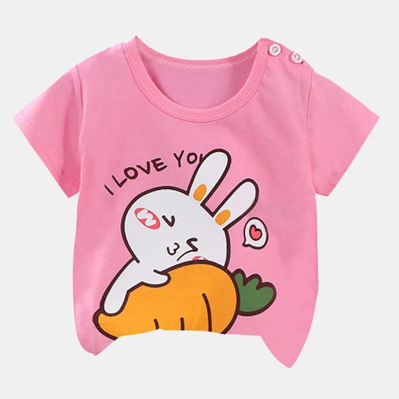 Playera para niños manga corta con estampado de conejito