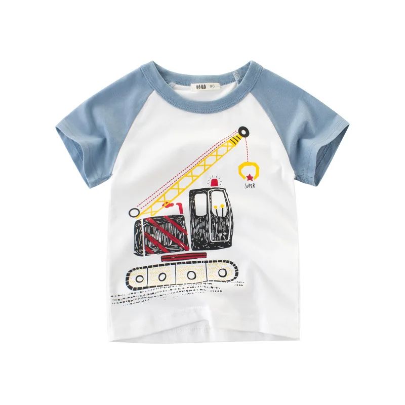 Playera de manga corta para niños con estampado de maquinaria
