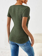Blusa Cruzada de Manga Corta Con Cuello en V