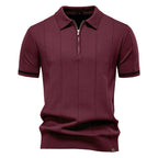 AIOPESON Polo deportivo con cremallera de color sólido para hombre, polo social