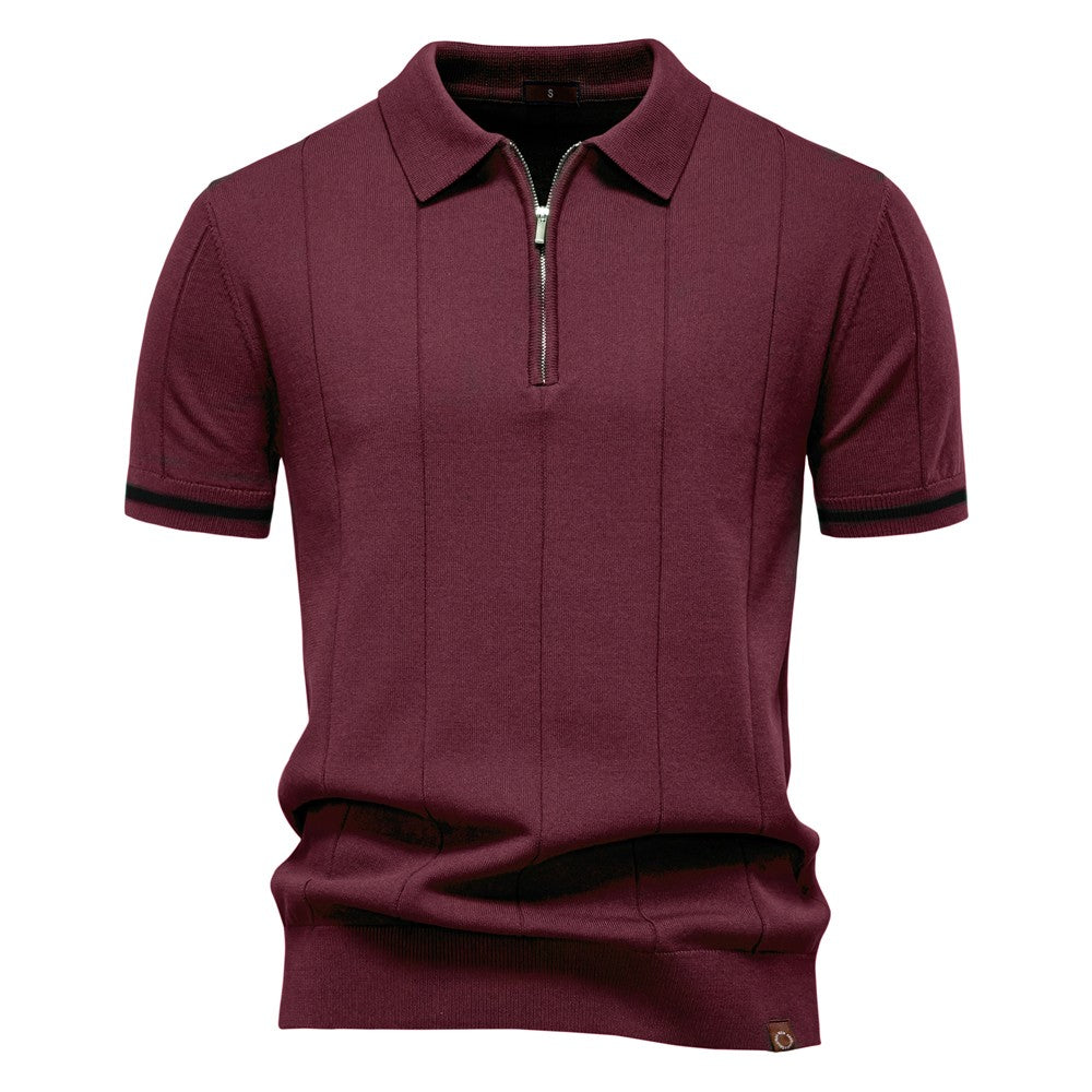 AIOPESON Polo deportivo con cremallera de color sólido para hombre, polo social