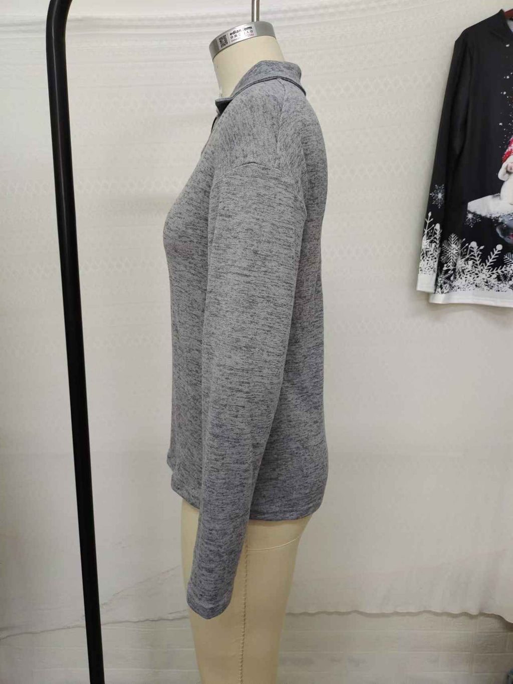 Polos de manga larga a la moda informal para mujer, jersey informal con solapa y