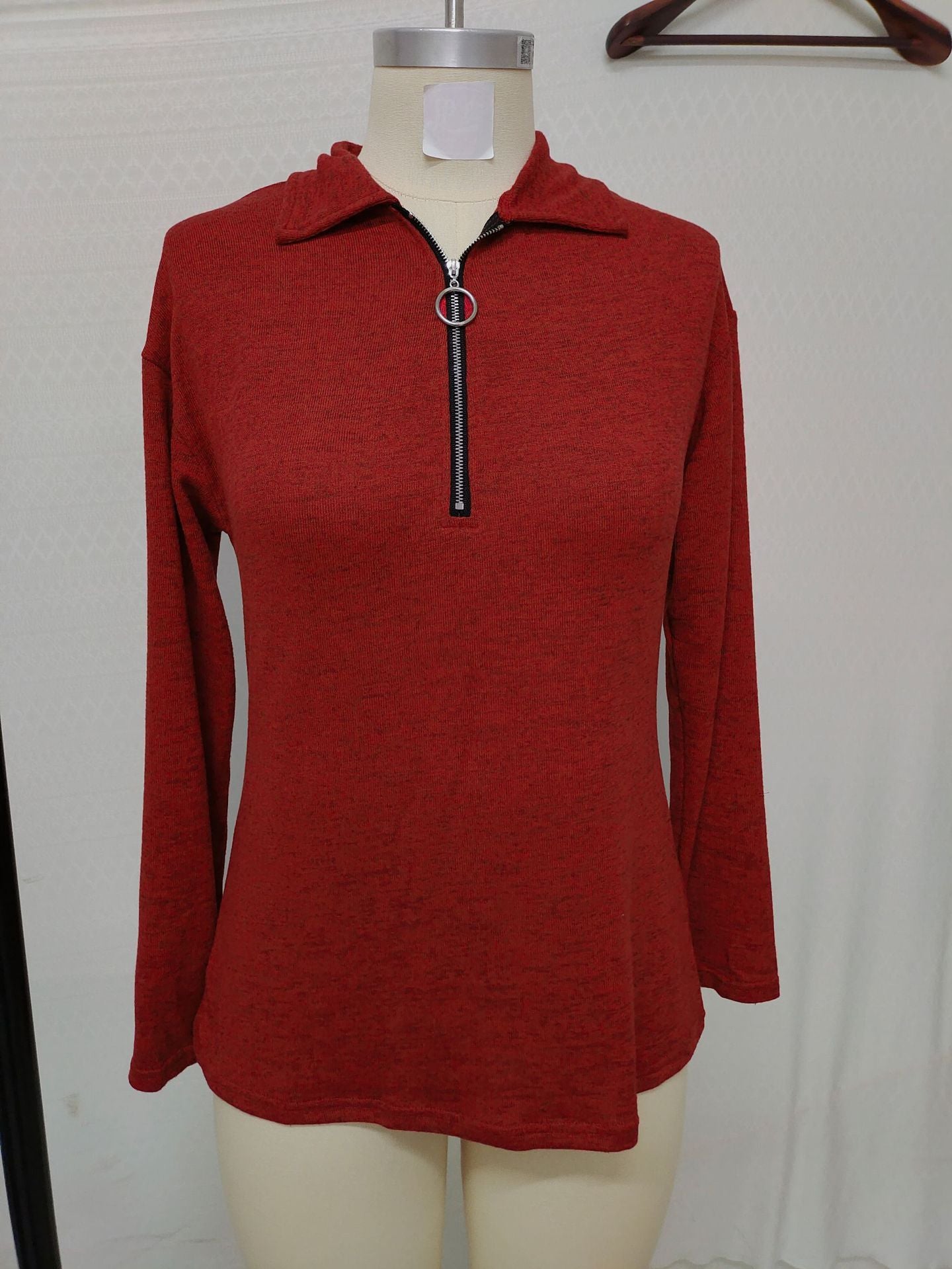 Polo de Manga Larga Informal para Mujer con Cremallera
