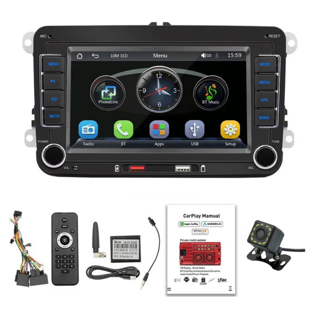 Auto Estéreo Multimedia Para VW/SEAT/Skoda/Passat/Golf/Polo, BQCC 7'' + Camara Trasera