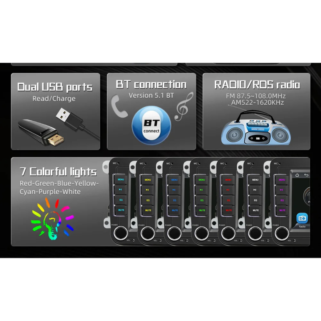 Auto Estéreo Multimedia Para VW/SEAT/Skoda/Passat/Golf/Polo, BQCC 7'' + Camara Trasera