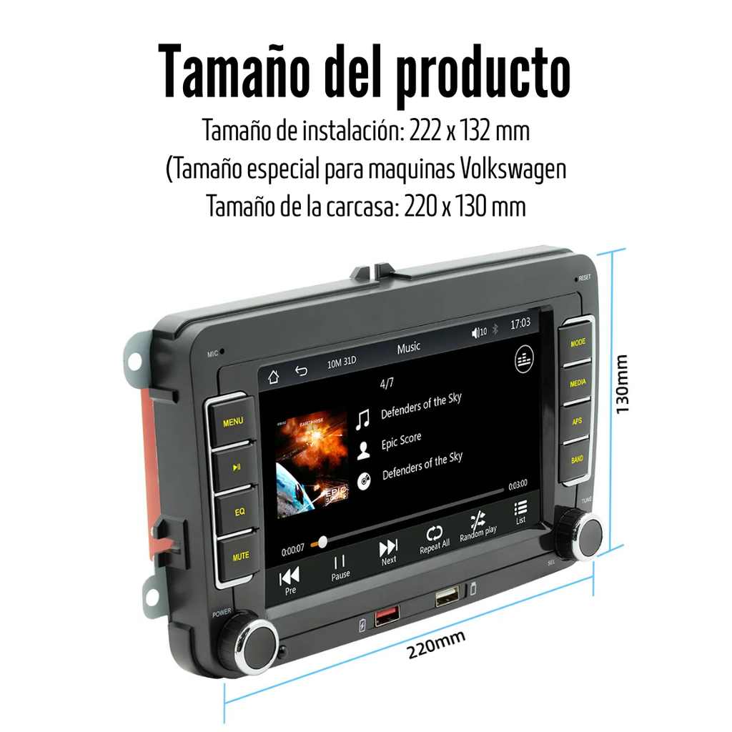 Auto Estéreo Multimedia Para VW/SEAT/Skoda/Passat/Golf/Polo, BQCC 7'' + Camara Trasera