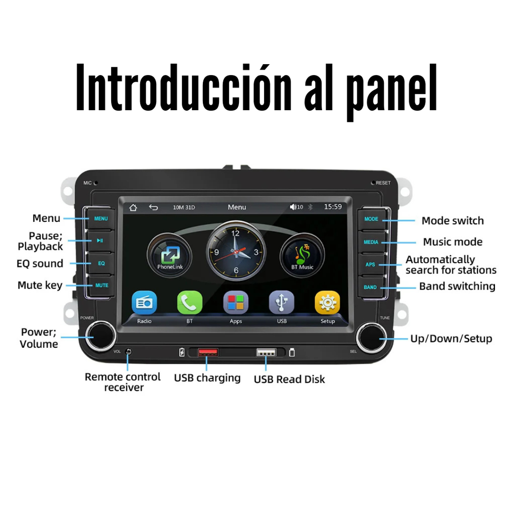 Auto Estéreo Multimedia Para VW/SEAT/Skoda/Passat/Golf/Polo, BQCC 7'' + Camara Trasera