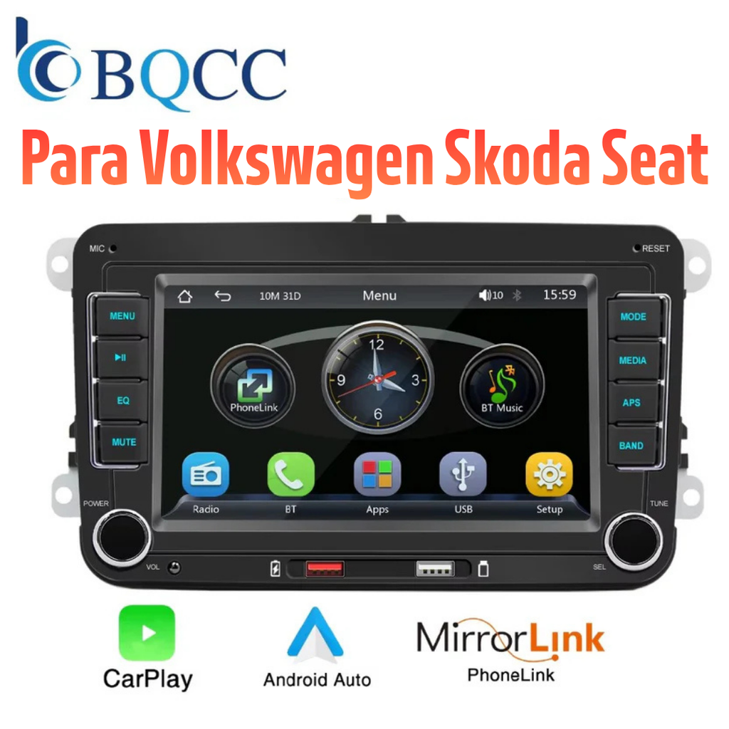 Auto Estéreo Multimedia Para VW/SEAT/Skoda/Passat/Golf/Polo, BQCC 7'' + Camara Trasera