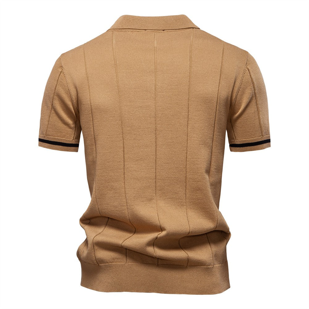 AIOPESON Polo deportivo con cremallera de color sólido para hombre, polo social