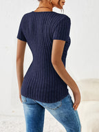 Blusa Cruzada de Manga Corta Con Cuello en V
