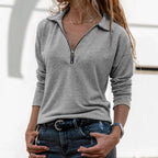 Polo de Manga Larga Informal para Mujer con Cremallera