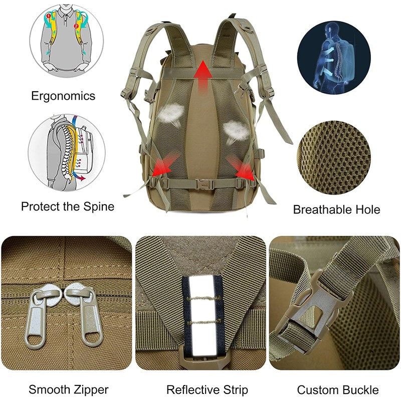 Mochila táctica de nailon 25L 900D, mochilas impermeables para exteriores, depor