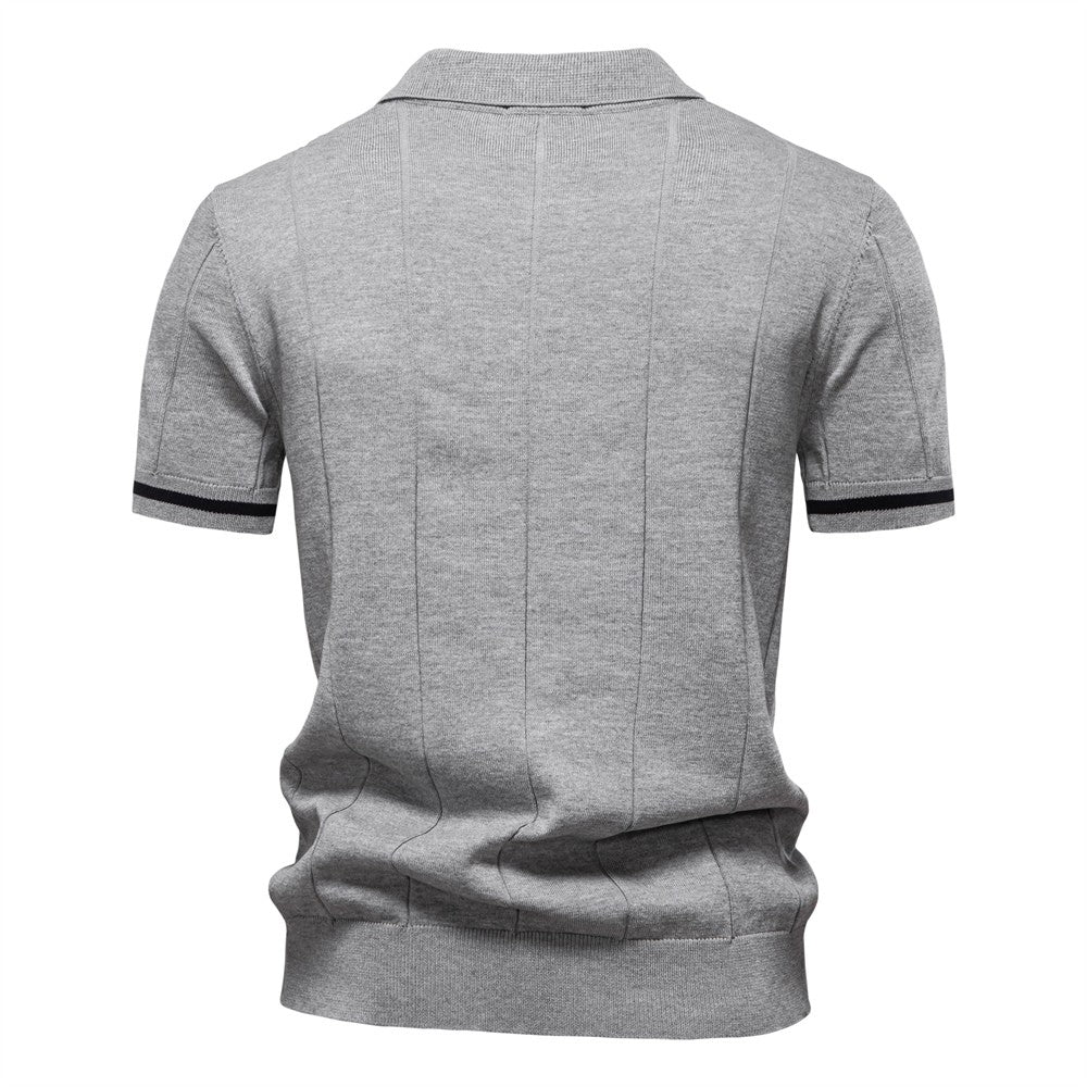 AIOPESON Polo deportivo con cremallera de color sólido para hombre, polo social
