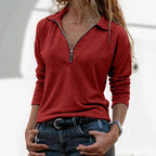 Polo de Manga Larga Informal para Mujer con Cremallera