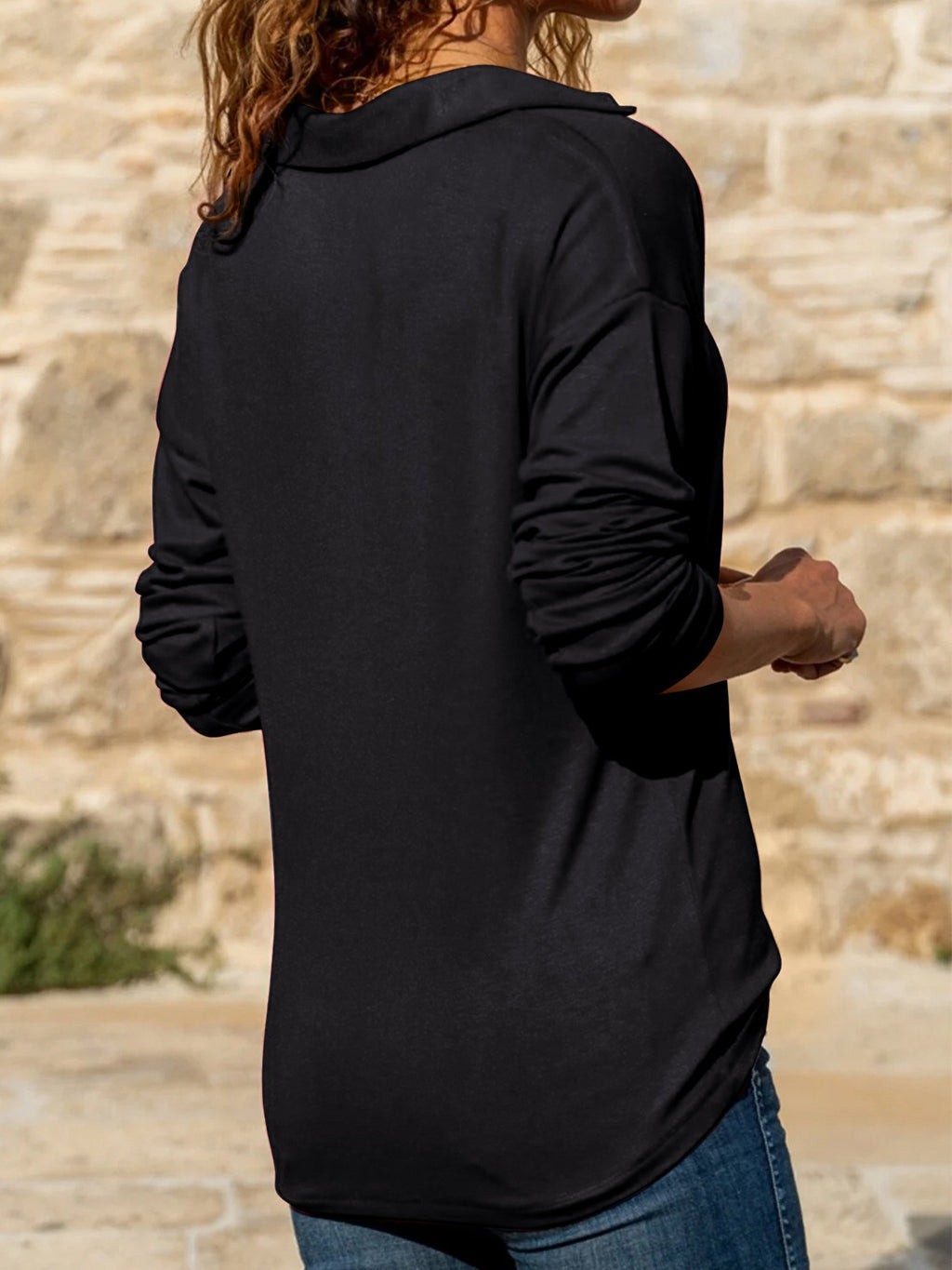 Polo de Manga Larga Informal para Mujer con Cremallera