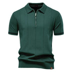 AIOPESON Polo deportivo con cremallera de color sólido para hombre, polo social
