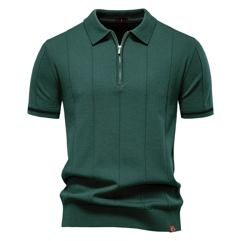 AIOPESON Polo deportivo con cremallera de color sólido para hombre, polo social