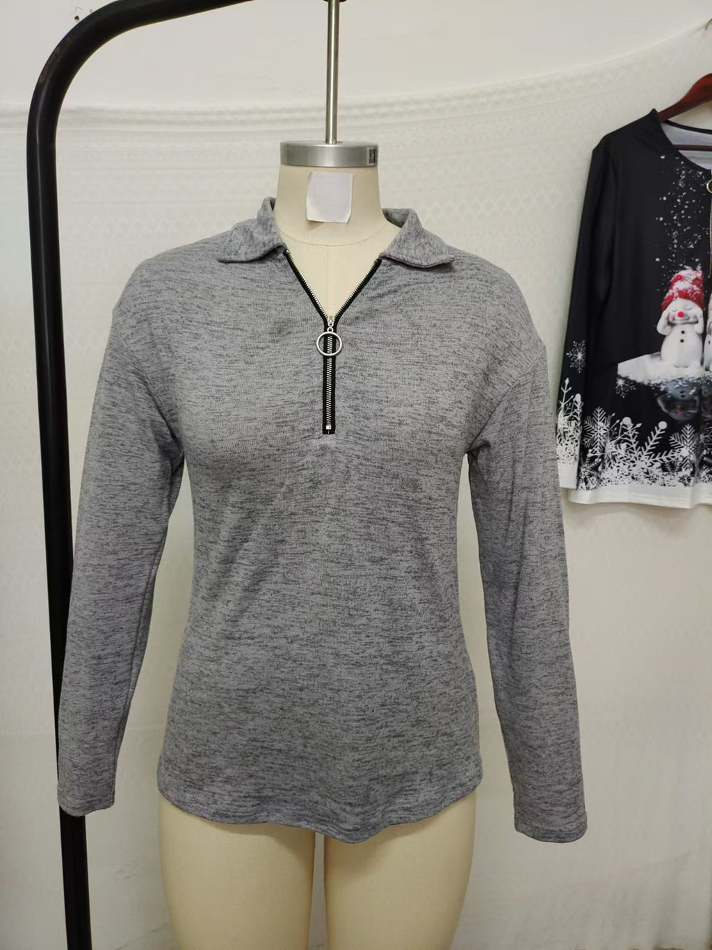 Polo de Manga Larga Informal para Mujer con Cremallera