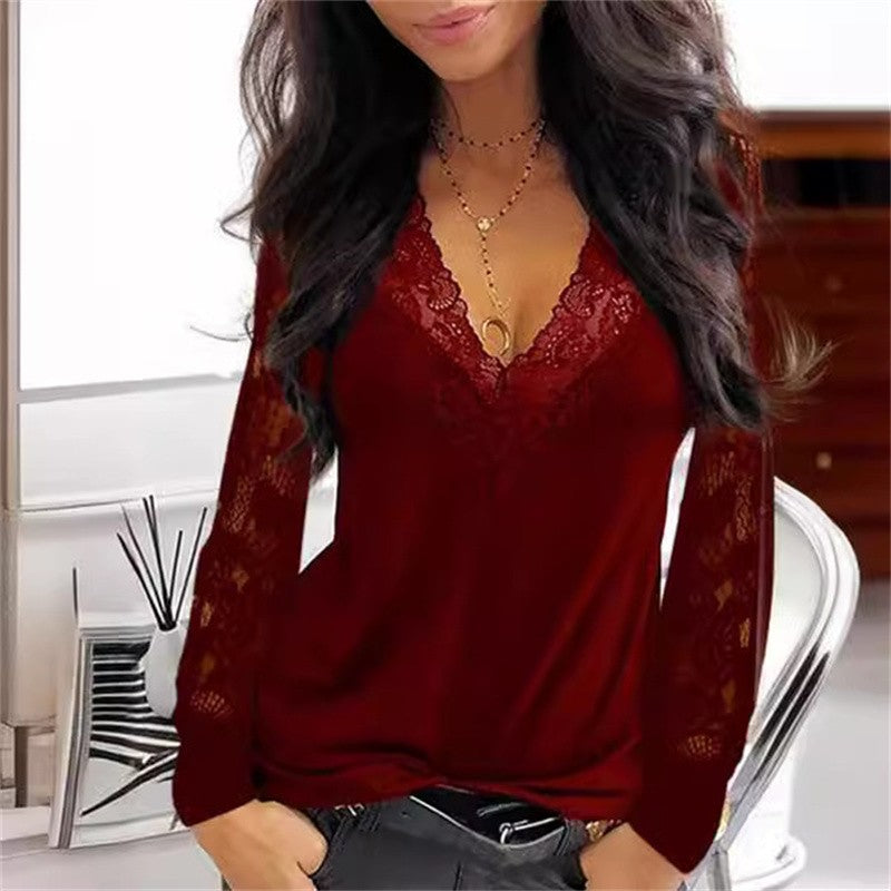 Blusa de Encajes Manga Larga Para Mujer