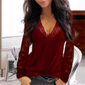 Blusa de Encajes Manga Larga Para Mujer