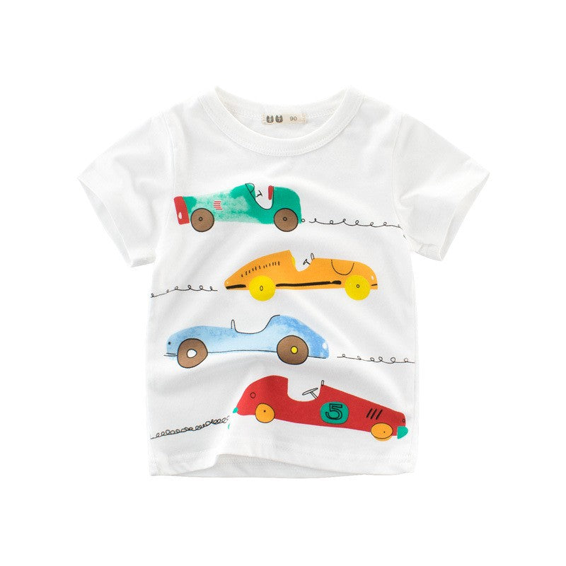 Playera de niños con estampado de autos de carreras