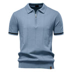 AIOPESON Polo deportivo con cremallera de color sólido para hombre, polo social