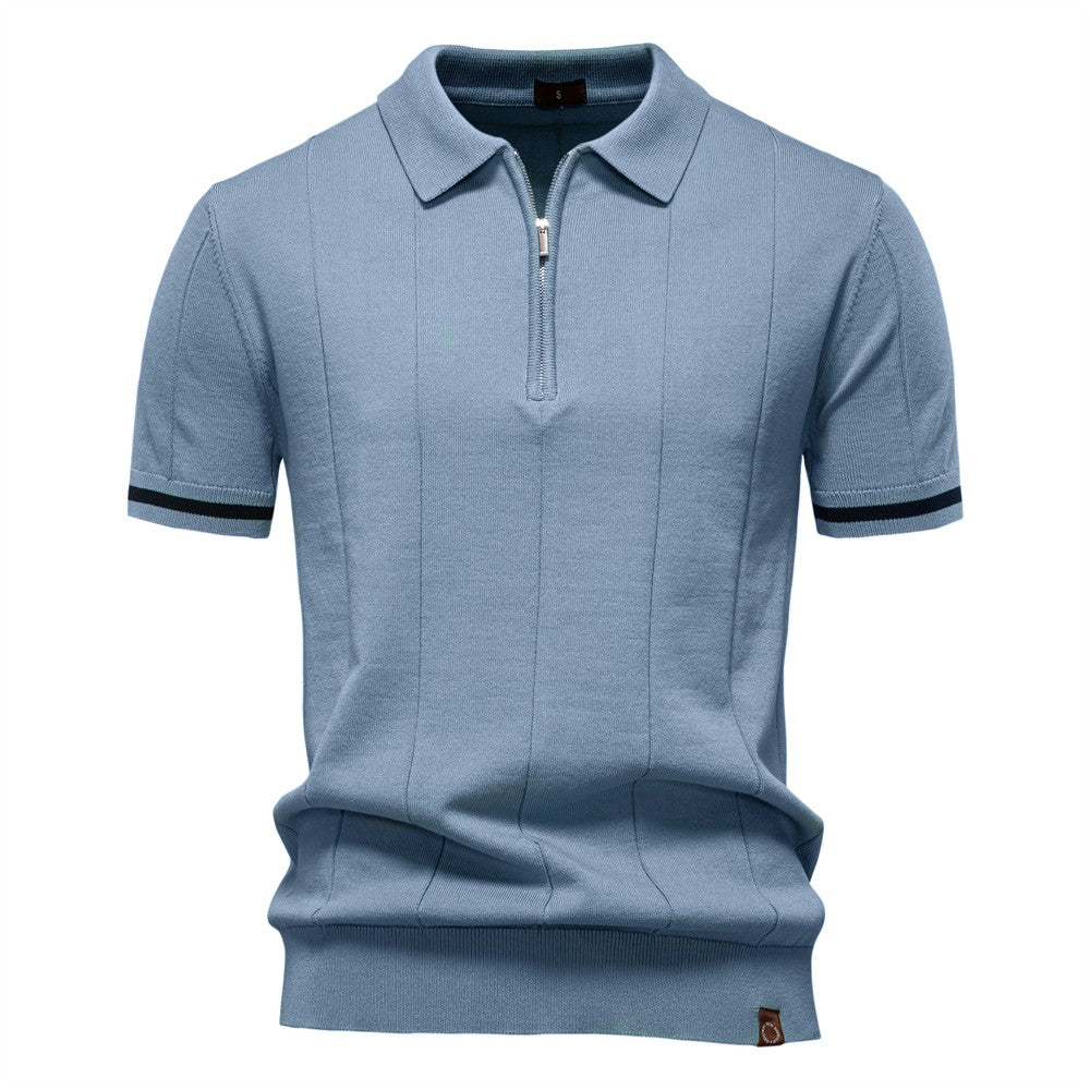 AIOPESON Polo deportivo con cremallera de color sólido para hombre, polo social