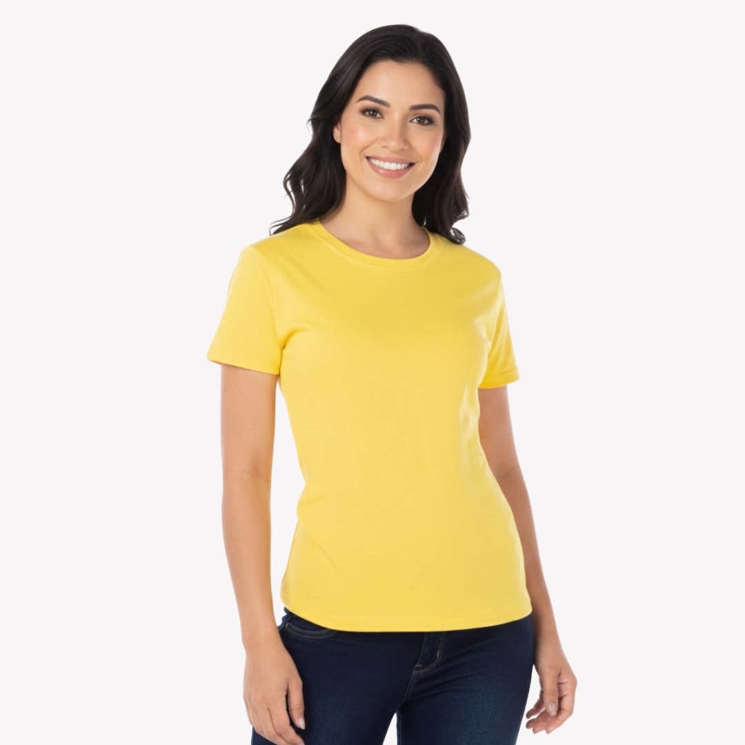 Playera Esencial Manga Corta Para Mujer Color Canario