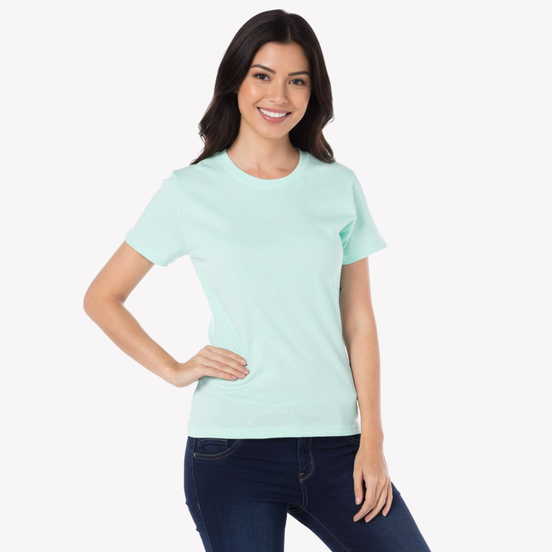 Playera Esencial Manga Corta Para Mujer Color Aqua