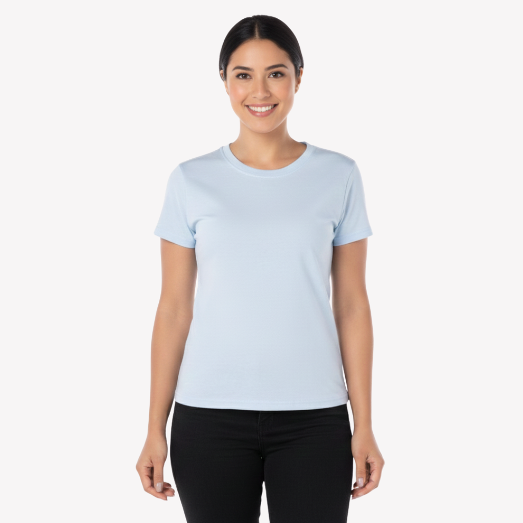 Playera Esencial Manga Corta Para Mujer Color Azul Claro
