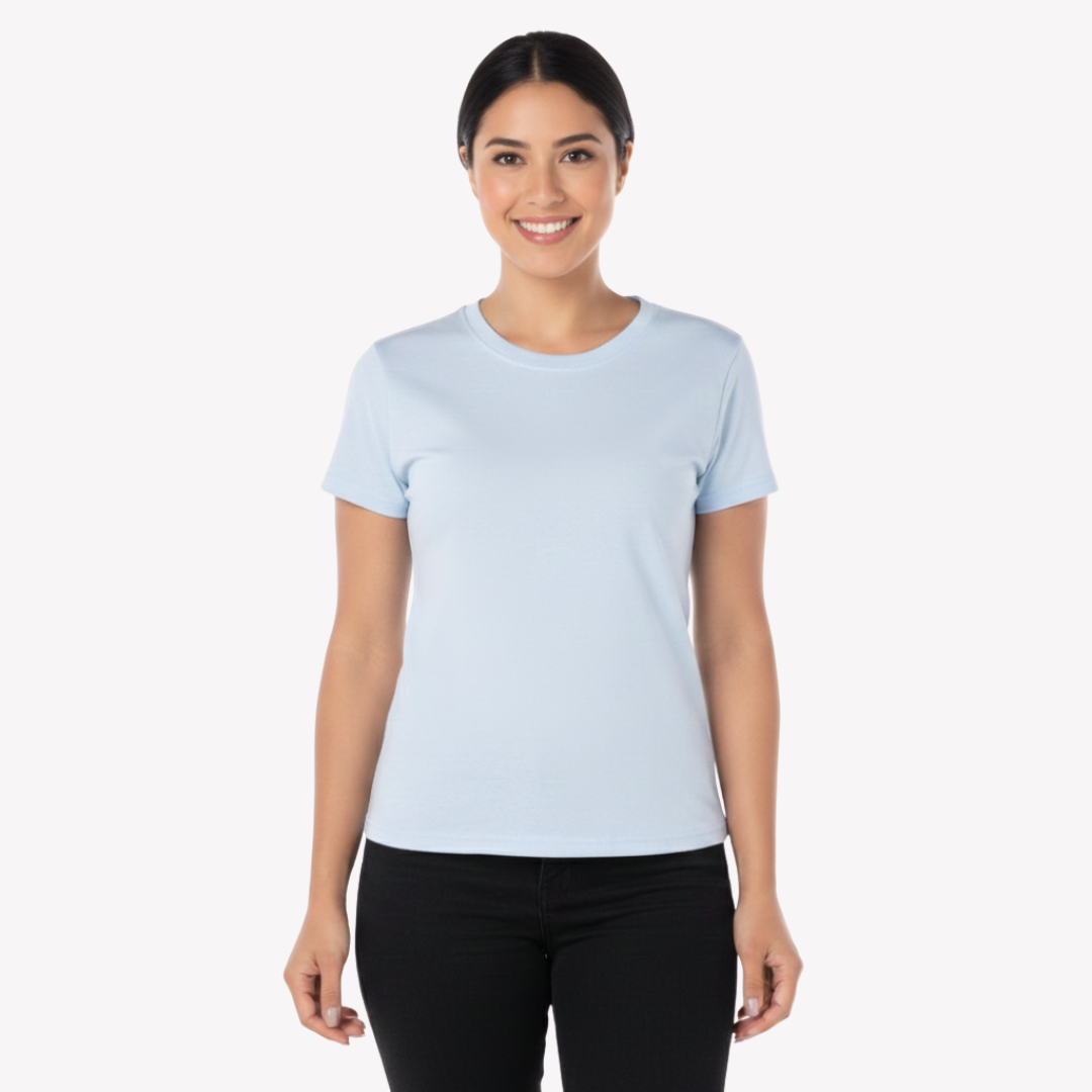 Playera Esencial Manga Corta Para Mujer Color Azul Claro