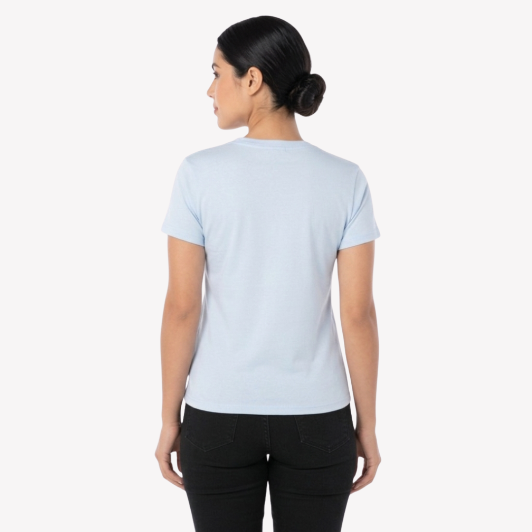 Playera Esencial Manga Corta Para Mujer Color Azul Claro