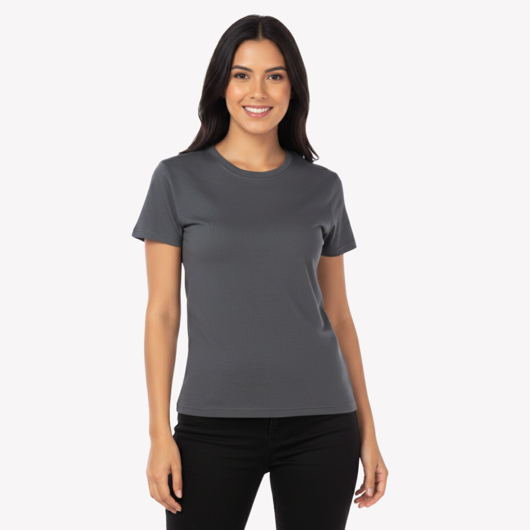 Playera Esencial Manga Corta Para Mujer Color Carbón