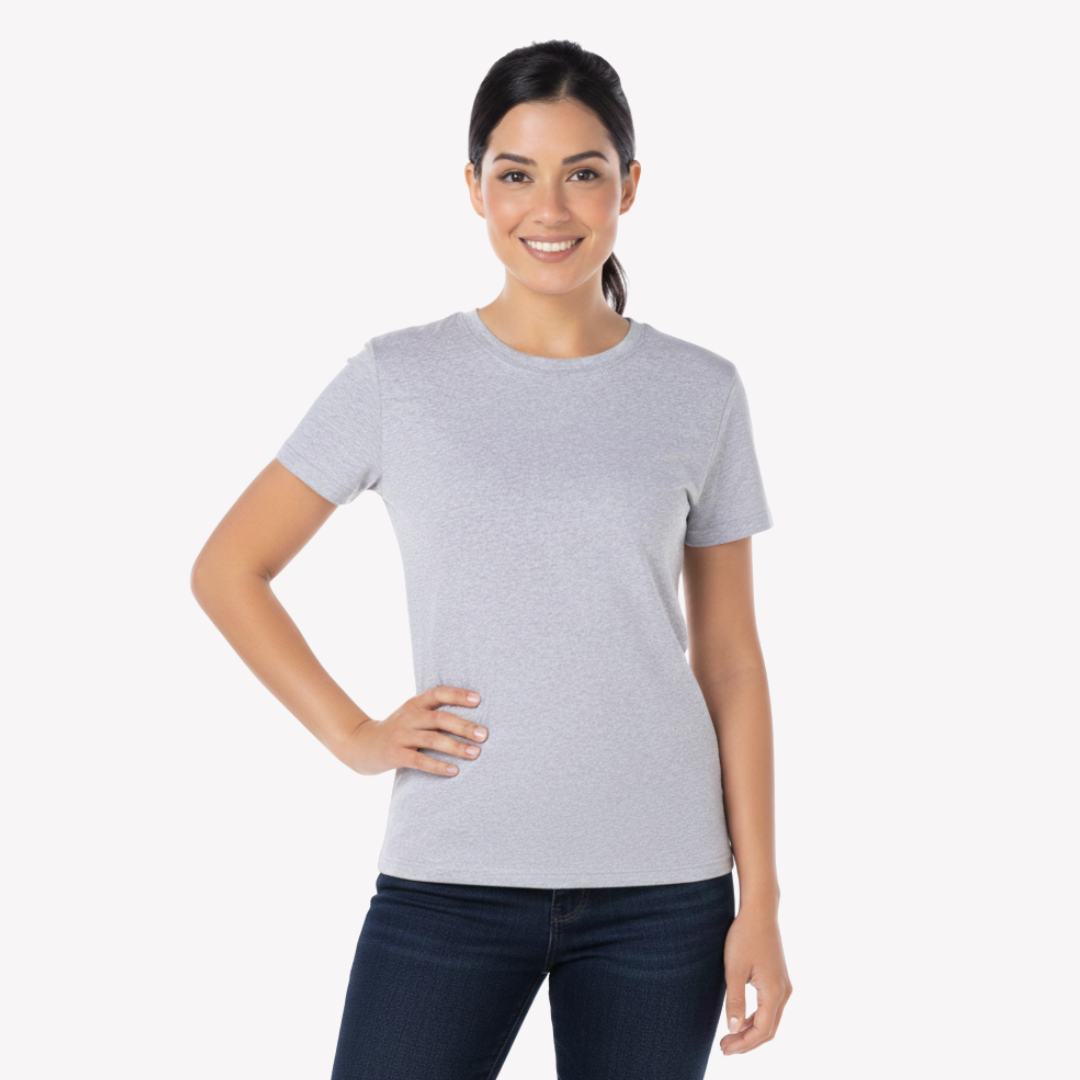 Playera Esencial Manga Corta Para Mujer Color Gris Jaspe