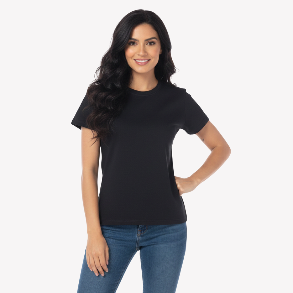Playera Esencial Manga Corta Para Mujer Color Negro