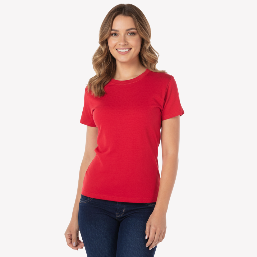 Playera Esencial Manga Corta Para Mujer Color Rojo