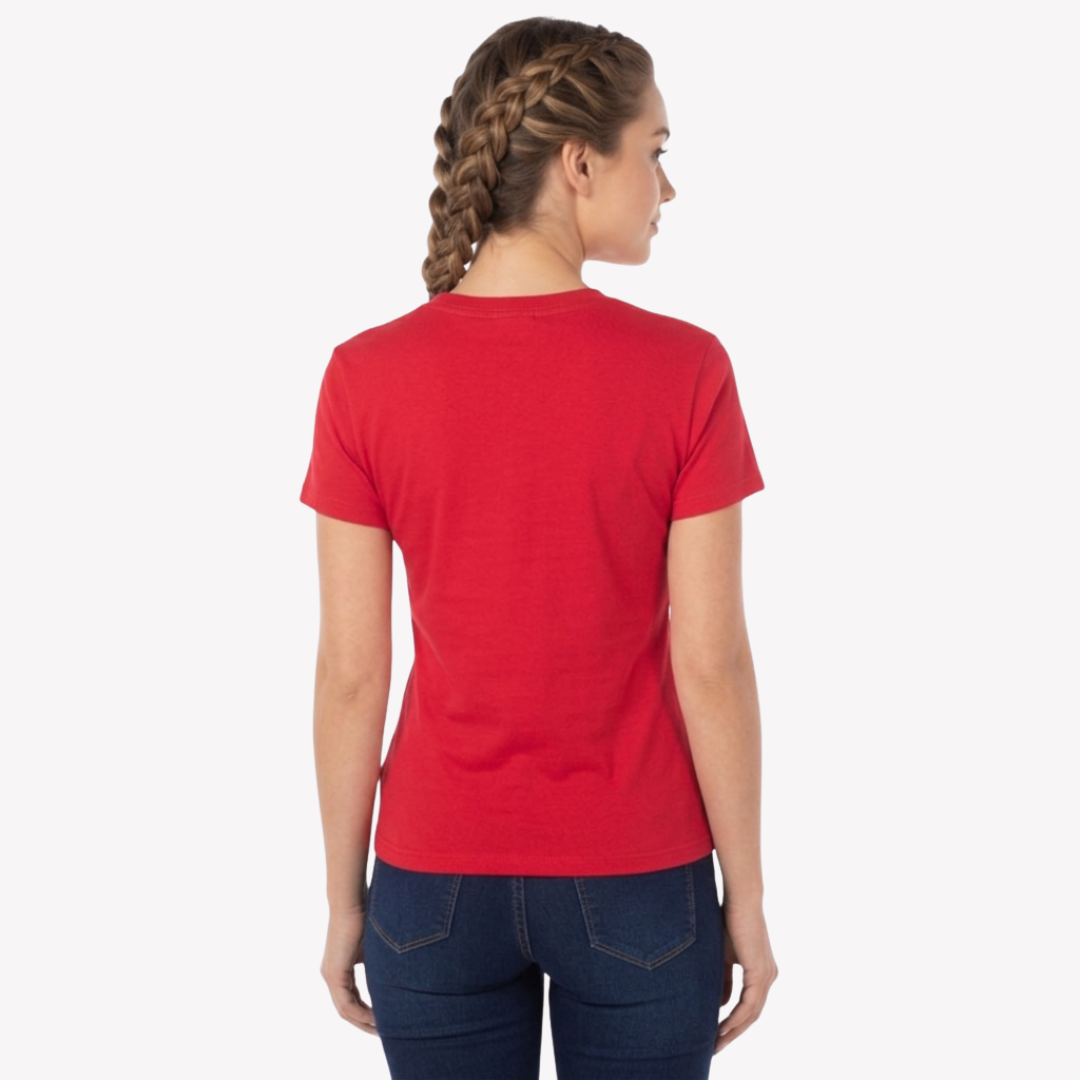 Playera Esencial Manga Corta Para Mujer Color Rojo