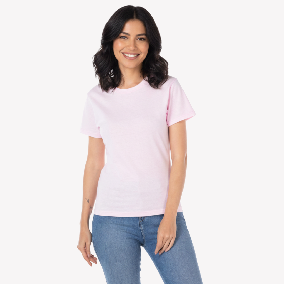 Playera Esencial Manga Corta Para Mujer Color Rosa Pastel