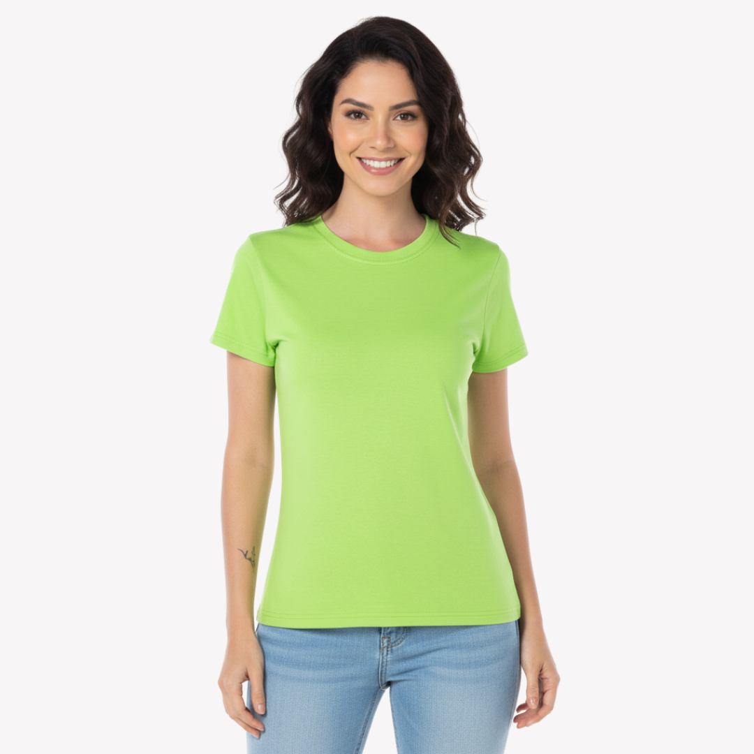 Playera Esencial Manga Corta Para Mujer Color Verde Lima