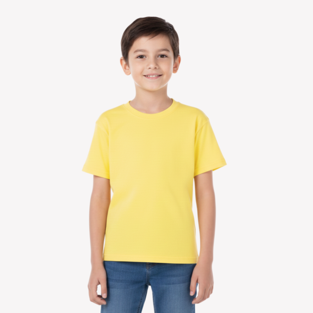 Playera Esencial Manga Corta Para Niño Unisex Color Amarillo Canario