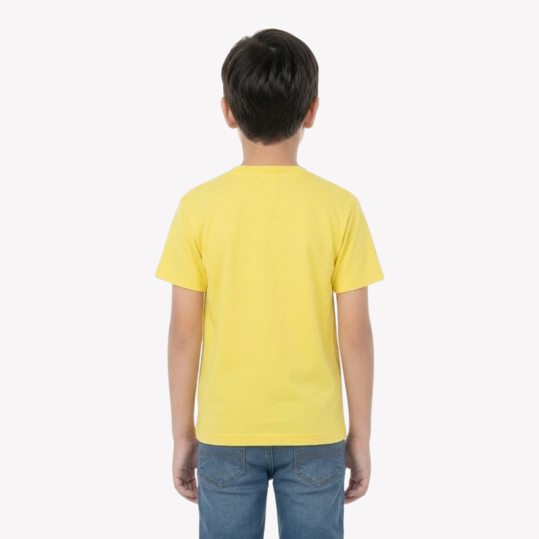 Playera Esencial Manga Corta Para Niño Unisex Color Amarillo Canario