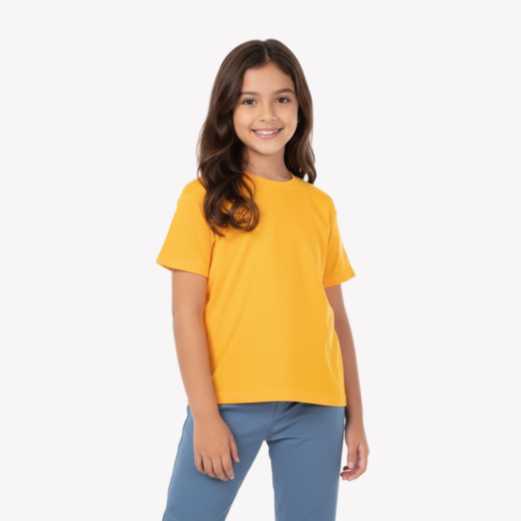 Playera Esencial Manga Corta Para Niño Unisex Color Amarillo Mango