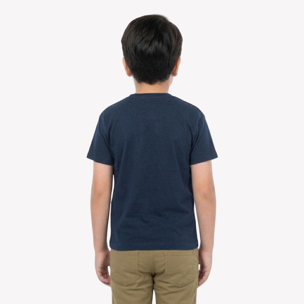 Playera Esencial Manga Corta Para Niño Unisex Color Azul Marino