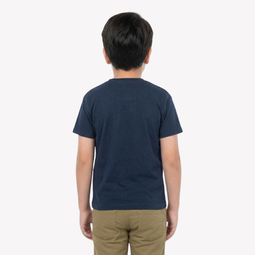 Playera Esencial Manga Corta Para Niño Unisex Color Azul Marino