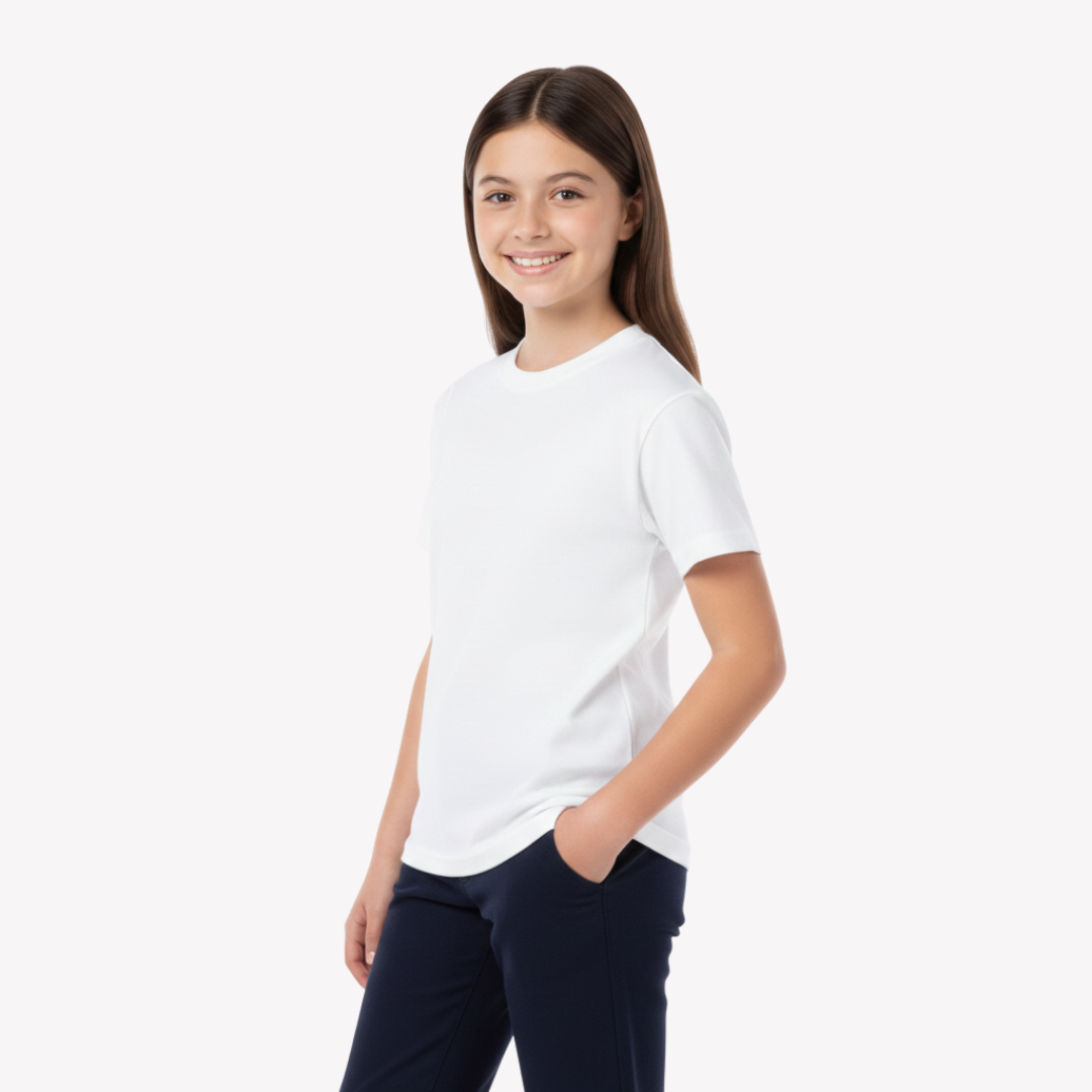 Playera Esencial Manga Corta Para Niño Unisex Color Blanco