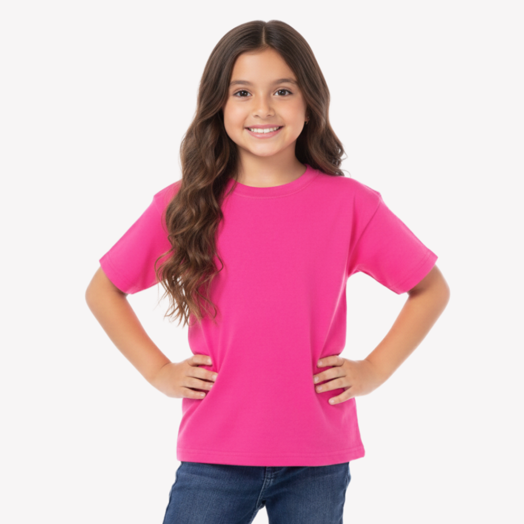 Playera Esencial Manga Corta Para Niño Unisex Color Fucsia