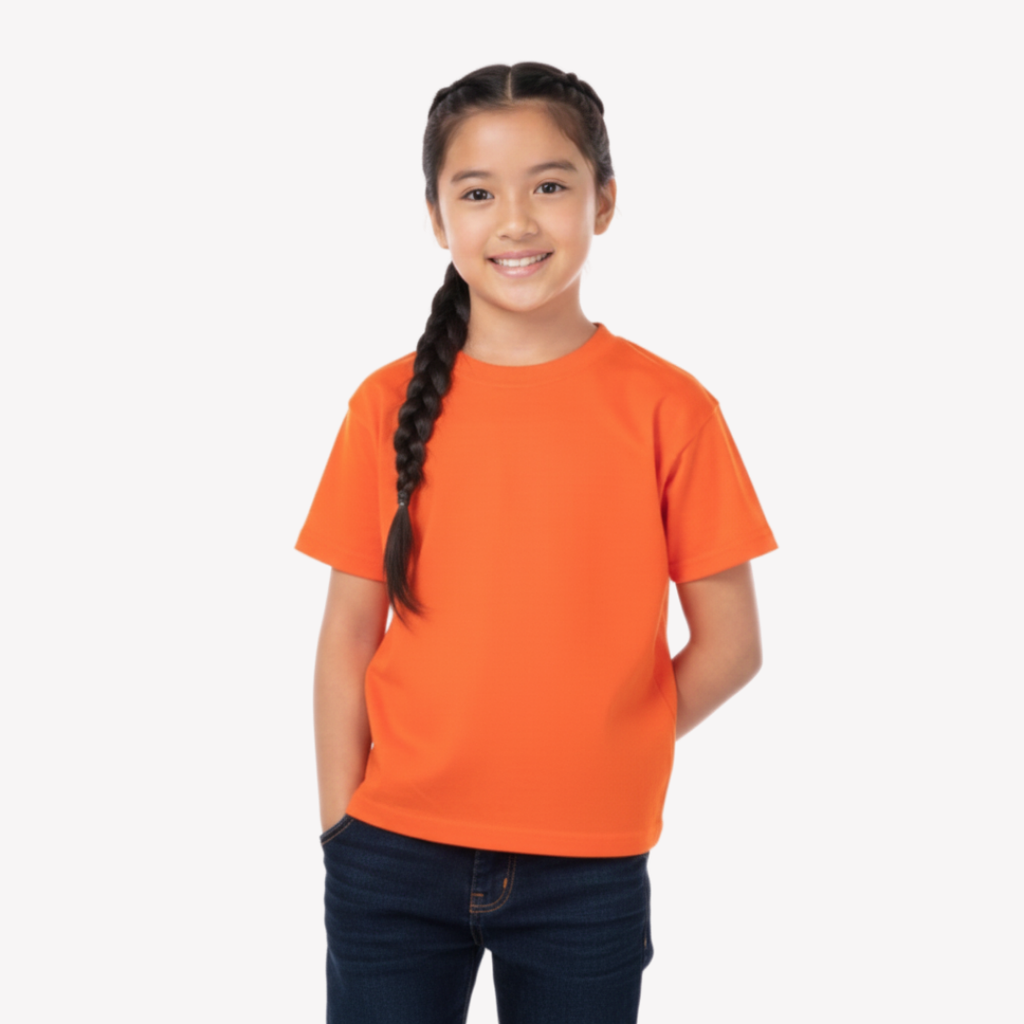 Playera Esencial Manga Corta Para Niño Unisex Color Naranja