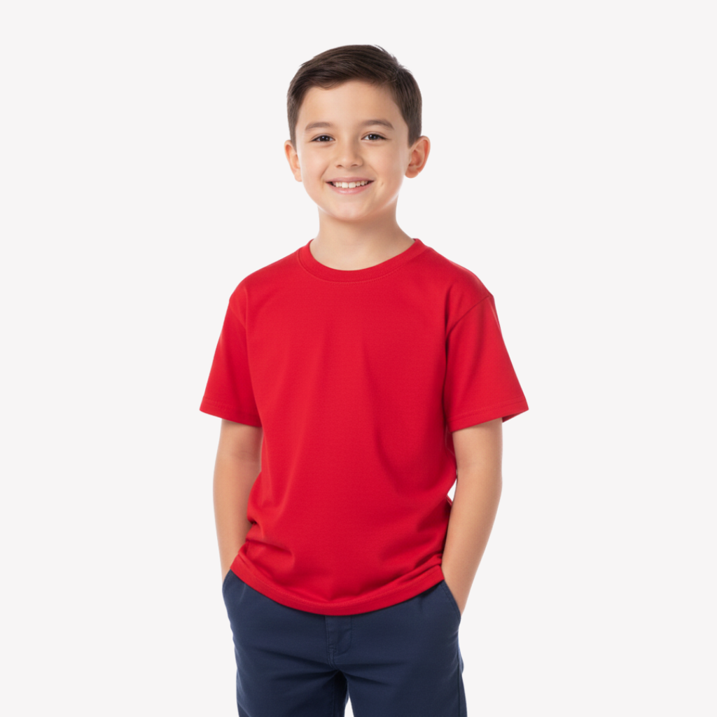 Playera Esencial Manga Corta Para Niño Unisex Color Rojo