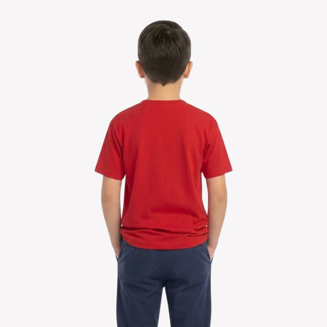 Playera Esencial Manga Corta Para Niño Unisex Color Rojo